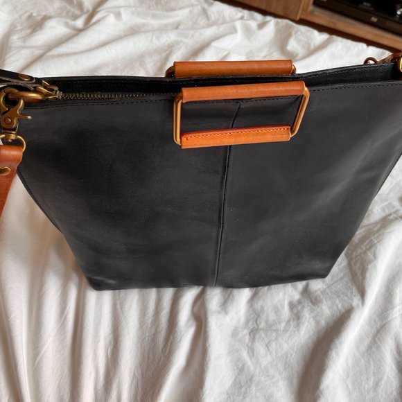 UPPDOO Black Tote Leather Bag Purse - Picture 3 of 8